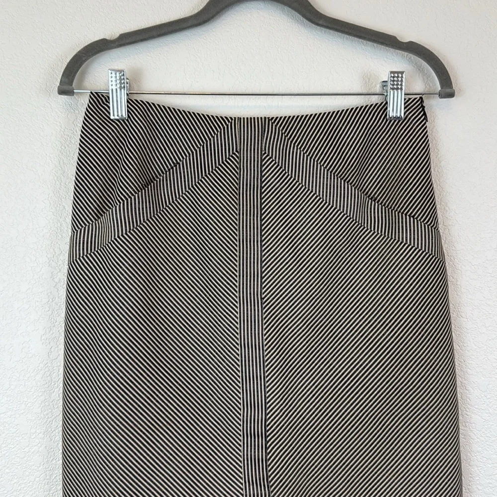 Rosaria Lamanna‎ Elegant Beige and Black Striped Knee Length Skirt Size 2
